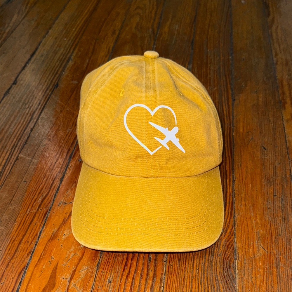 Yellow Heart Embroidered Kids Cap